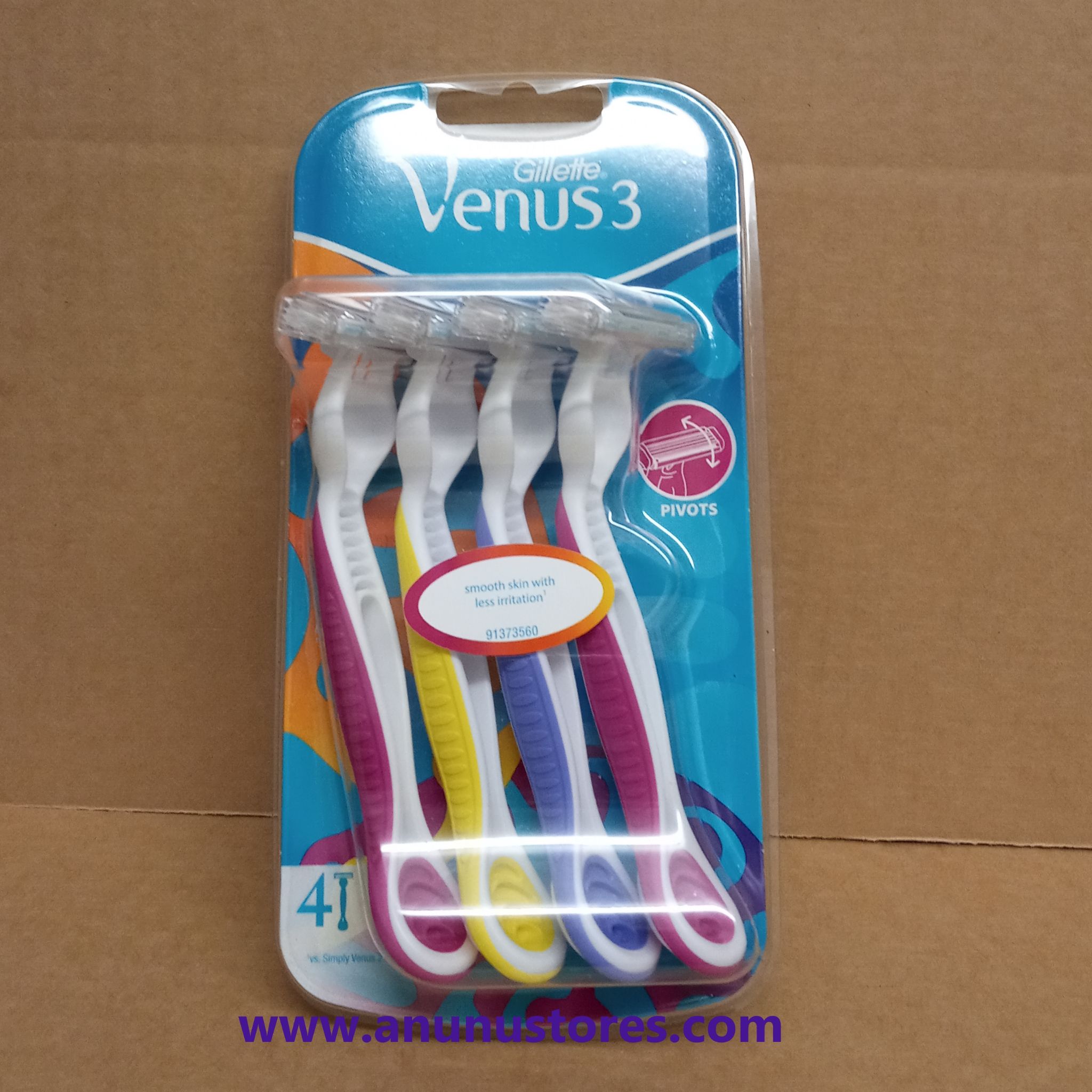 Gillette Venus 3 Multicoloured Disposable Razors 4 Pack