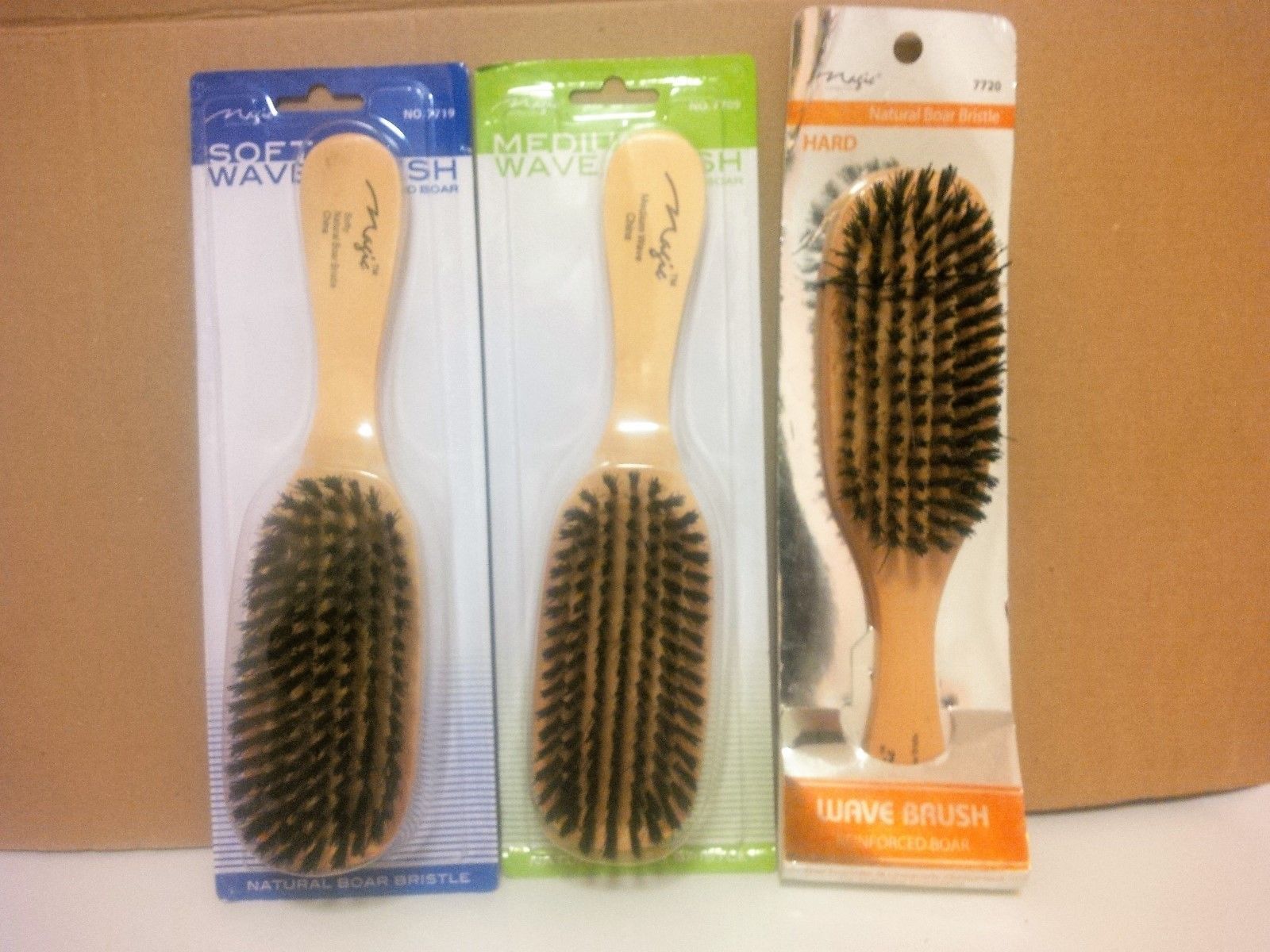 Magic Natural Boar Bristle Wave Brushes - Soft Medium Hard Textures
