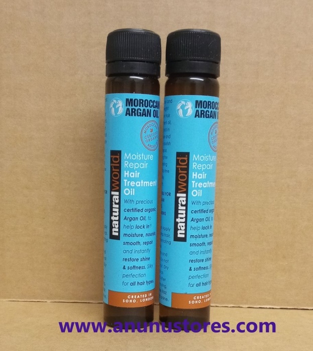 Natural World Moroccan Argan Oil Moisture Repair Hair Treatment Oil  - 2  x 25ml
