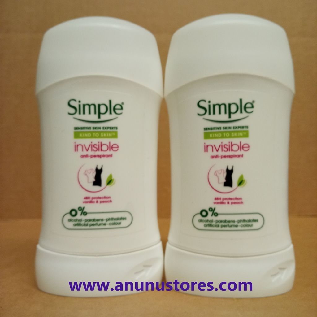 Simple Antiperspirant Stick Invisible - 2 x 40ml