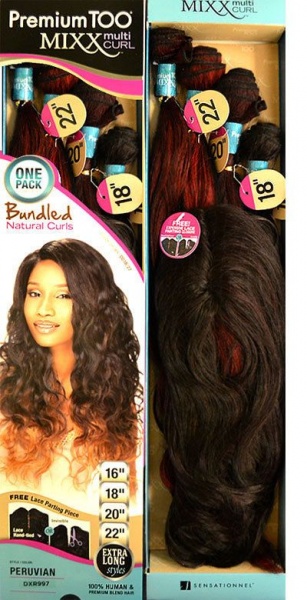 Premium Too Mixx Multi Curl Peruvian Wave Weave (16''18''20''22'') + Lace Parting